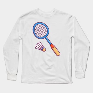 Racket And Shuttlecock Cartoon Long Sleeve T-Shirt